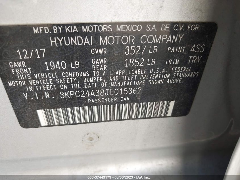 2018 HYUNDAI ACCENT SE/SEL - 3KPC24A38JE015362