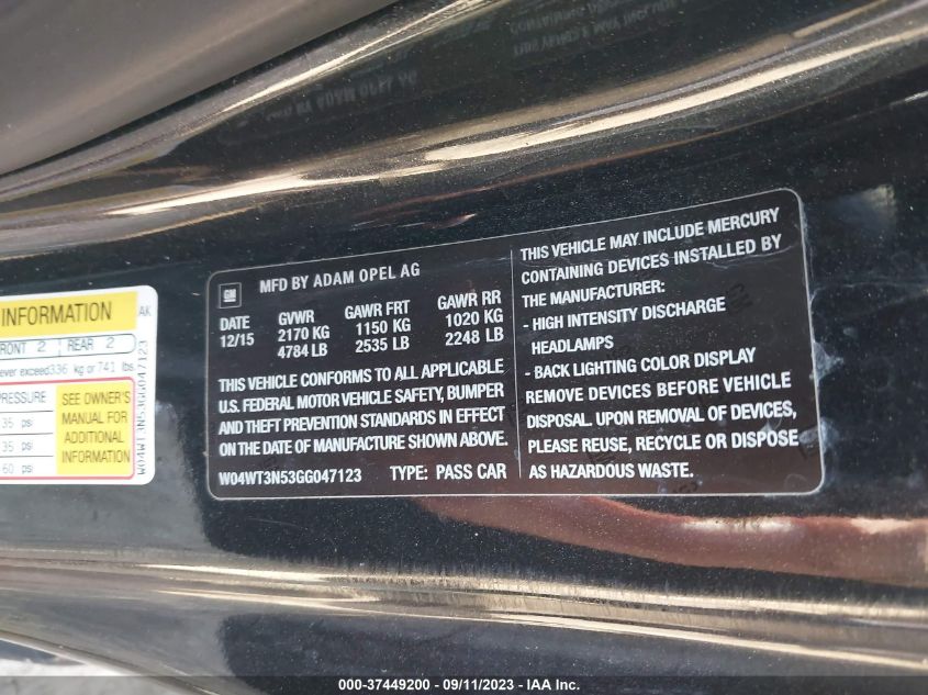 2016 BUICK CASCADA PREMIUM W04WT3N53GG047123