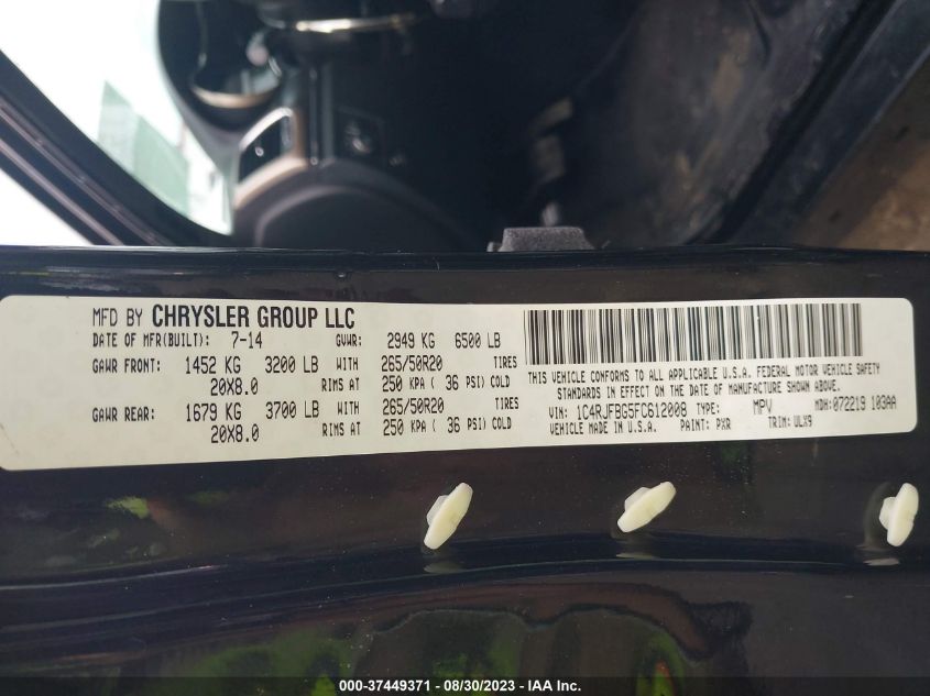 2015 JEEP GRAND CHEROKEE LIMITED - 1C4RJFBG5FC612008