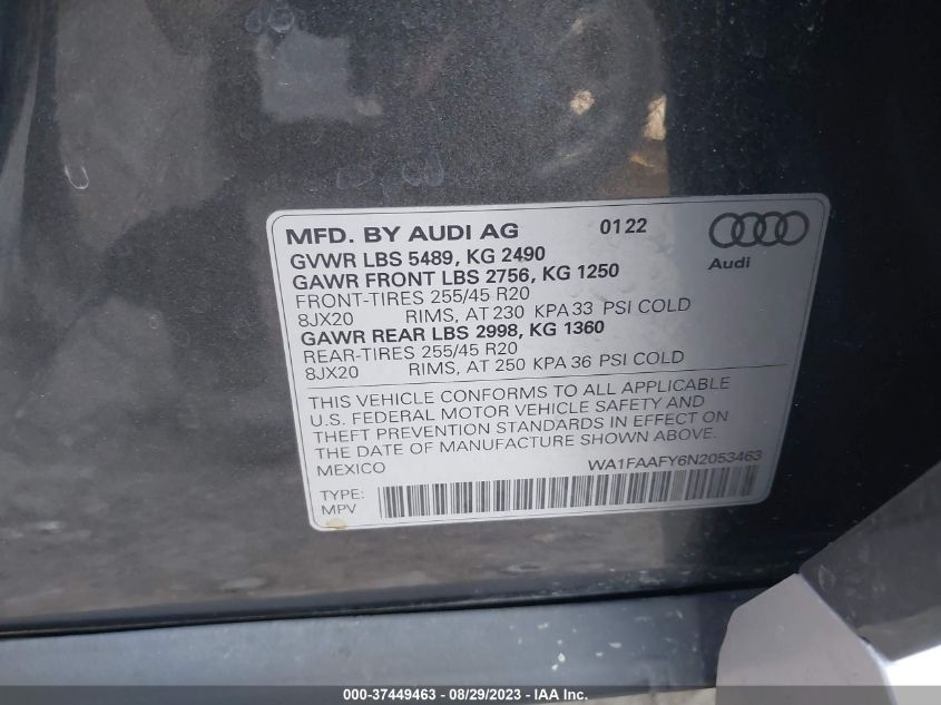 2022 AUDI Q5 S LINE PRESTIGE - WA1FAAFY6N2053463