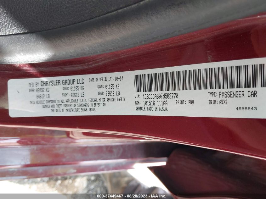 2015 CHRYSLER 200 LIMITED - 1C3CCCAB0FN582770