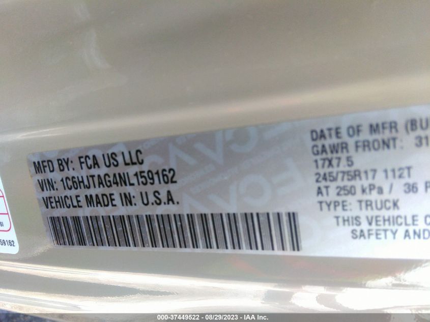 2022 JEEP GLADIATOR SPORT - 1C6HJTAG4NL159162