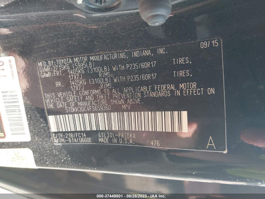 2015 TOYOTA SIENNA LE - 5TDKK3DC4FS659360