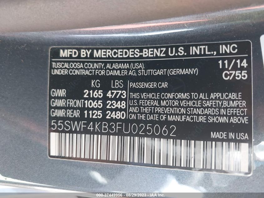 2015 MERCEDES-BENZ C-CLASS C 300 - 55SWF4KB3FU025062