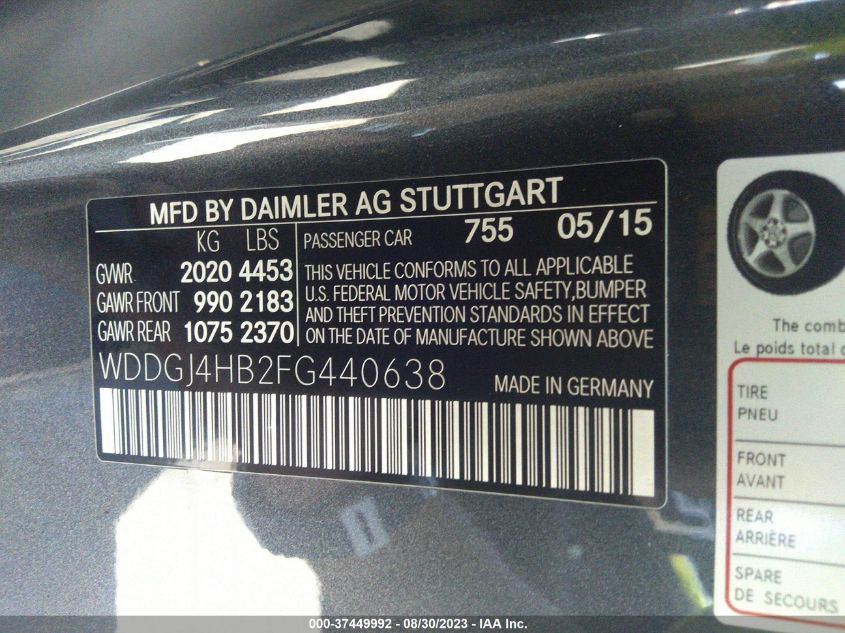 2015 MERCEDES-BENZ C 250 WDDGJ4HB2FG440638