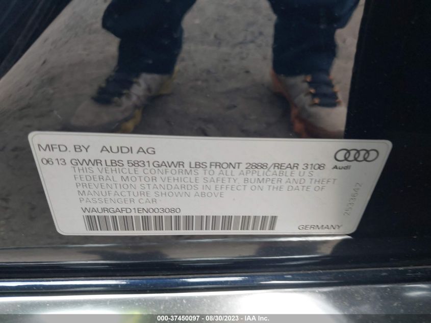 2014 AUDI A8 L 3.0T WAURGAFD1EN003080