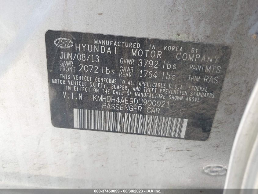 2013 HYUNDAI ELANTRA GLS - KMHDH4AE9DU900921