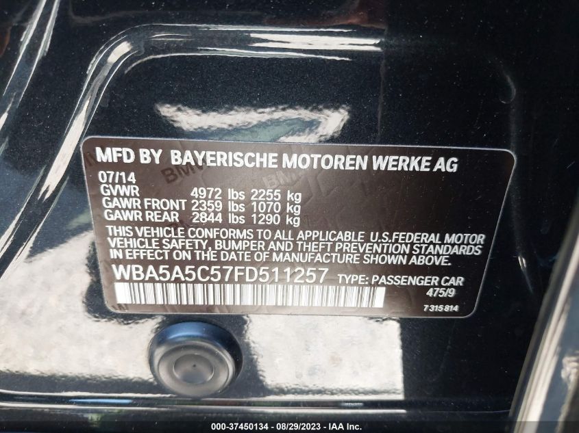 2015 BMW 528I WBA5A5C57FD511257
