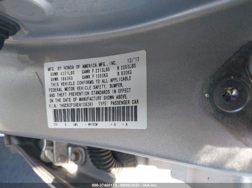 2014 HONDA ACCORD SEDAN SPORT - 1HGCR2F58EA106281