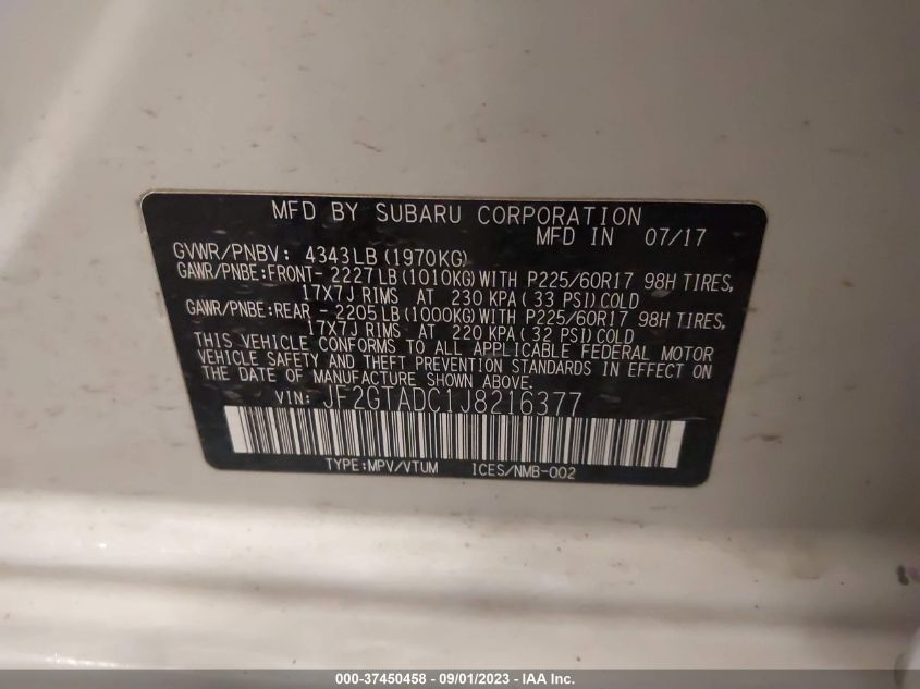 2018 SUBARU CROSSTREK PREMIUM - JF2GTADC1J8216377