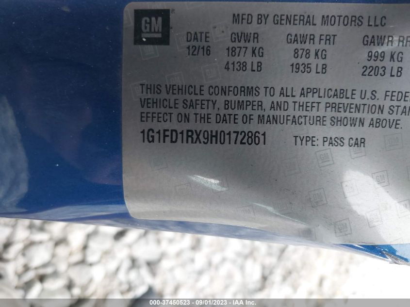 2017 CHEVROLET CAMARO 2LT - 1G1FD1RX9H0172861