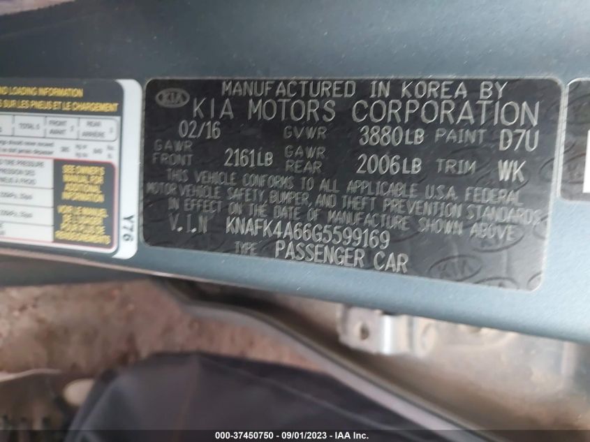 2016 KIA FORTE LX - KNAFK4A66G5599169
