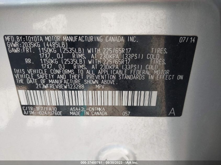 2014 TOYOTA RAV4 XLE - 2T3WFREV8EW123288