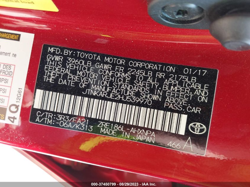 2017 TOYOTA COROLLA IM - JTNKARJE2HJ539970