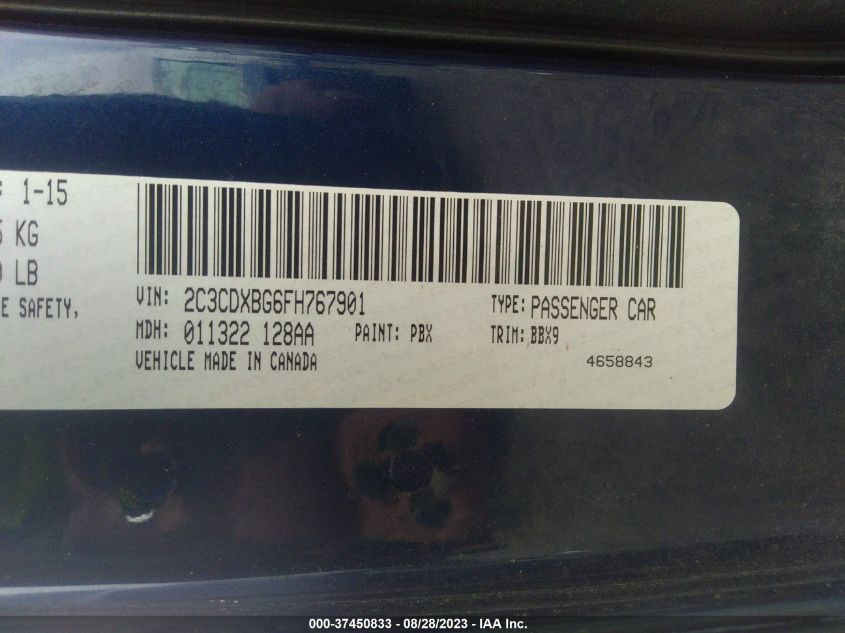 2015 DODGE CHARGER SE - 2C3CDXBG6FH767901
