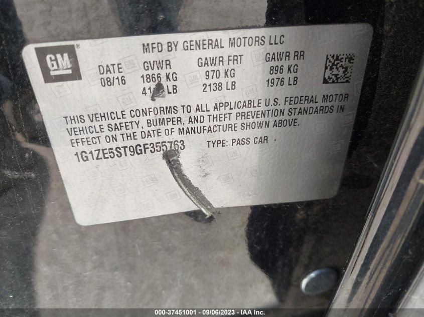 2016 CHEVROLET MALIBU LT - 1G1ZE5ST9GF355763