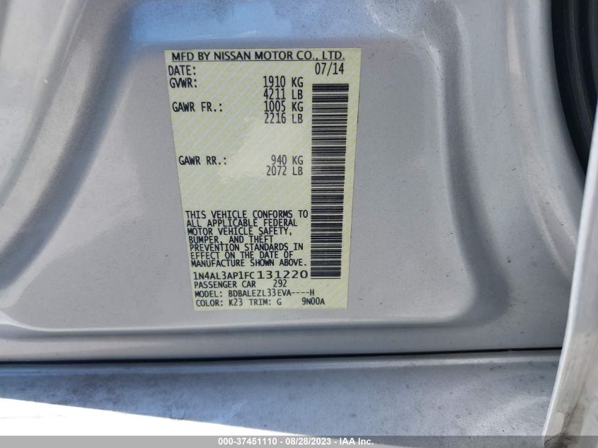 2015 NISSAN ALTIMA 2.5 S - 1N4AL3AP1FC131220