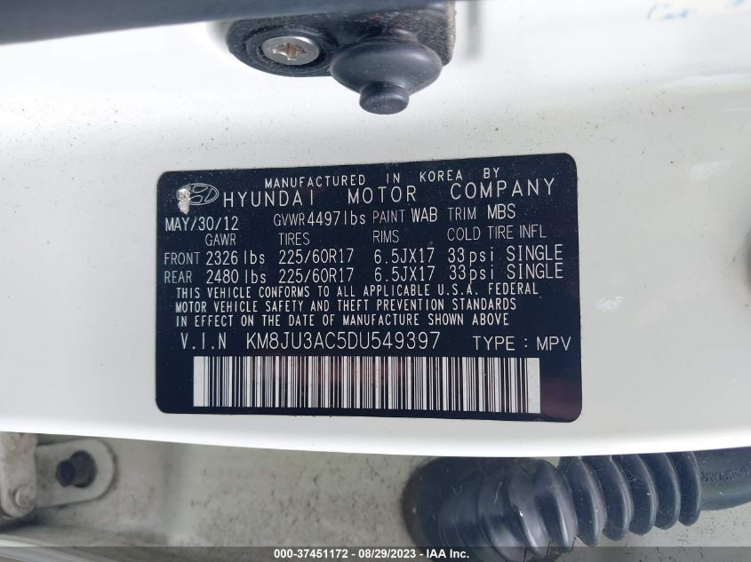 2013 HYUNDAI TUCSON GLS - KM8JU3AC5DU549397