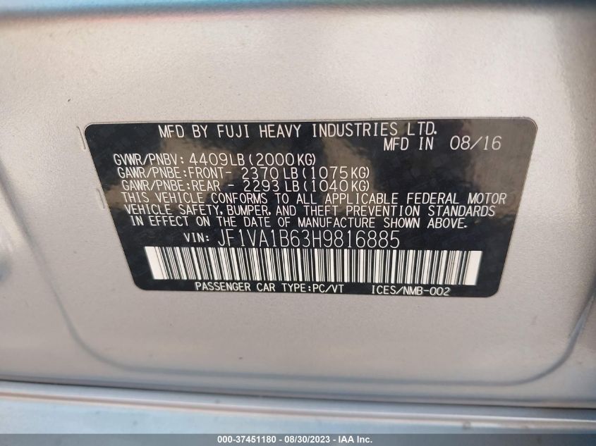 2017 SUBARU WRX - JF1VA1B63H9816885