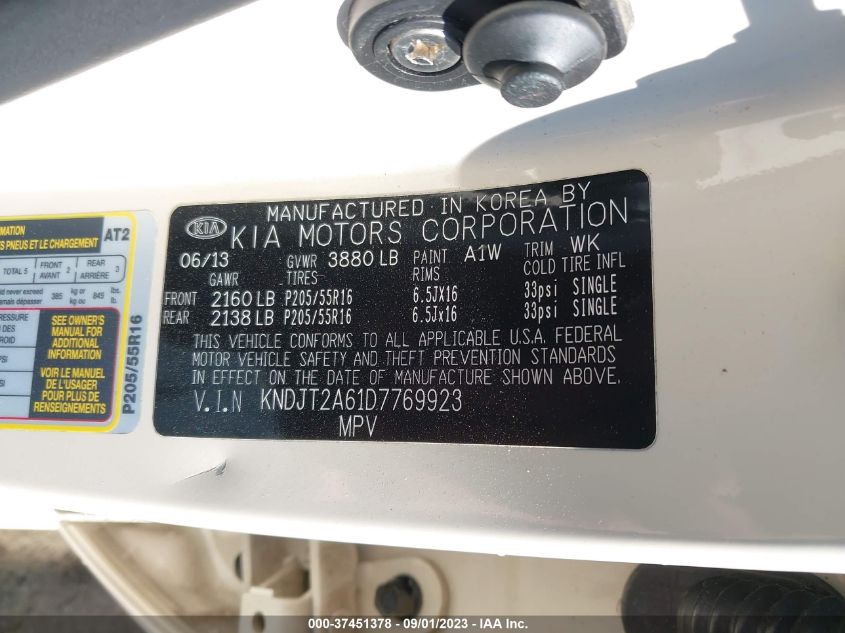 2013 KIA SOUL + - KNDJT2A61D7769923