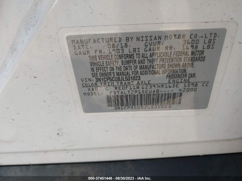 2018 NISSAN KICKS SR - 3N1CP5CU8JL531023
