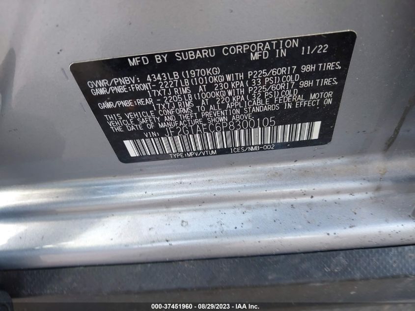 2023 SUBARU CROSSTREK PREMIUM - JF2GTAEC6P8300105
