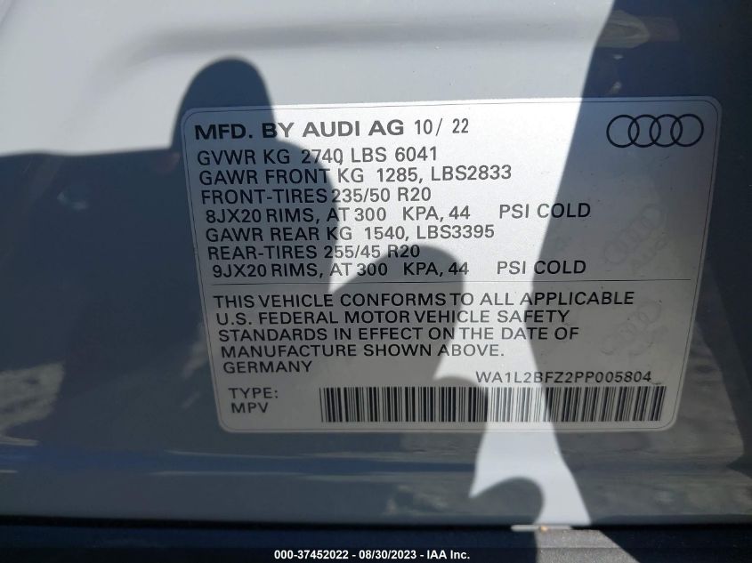 2023 AUDI Q4 E-TRON PREMIUM PLUS WA1L2BFZ2PP005804