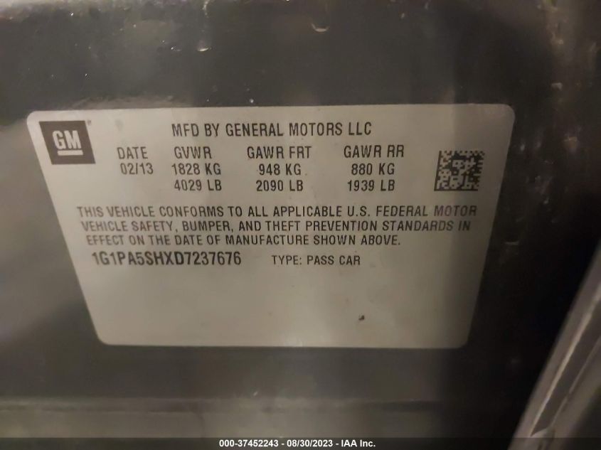 2013 CHEVROLET CRUZE LS - 1G1PA5SHXD7237676