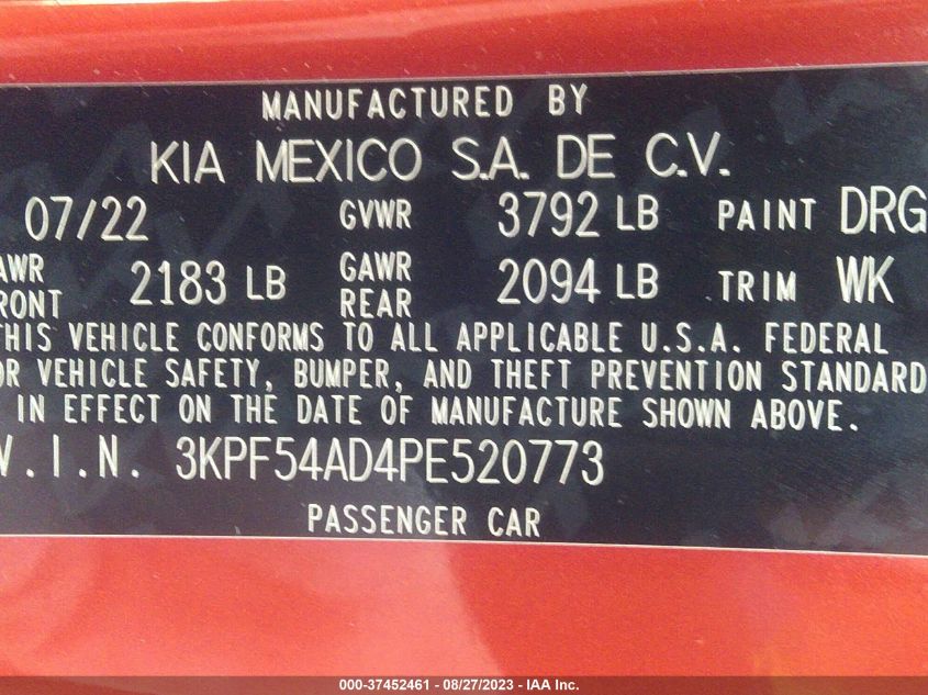 2023 KIA FORTE GT-LINE - 3KPF54AD4PE520773