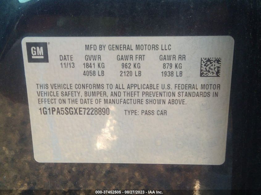2014 CHEVROLET CRUZE LS - 1G1PA5SGXE7228890