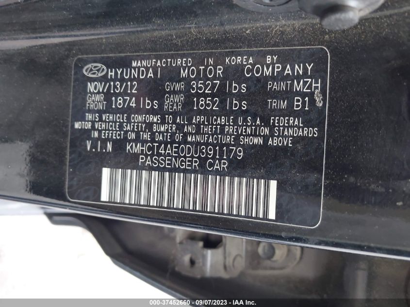 2013 HYUNDAI ACCENT GLS - KMHCT4AE0DU391179