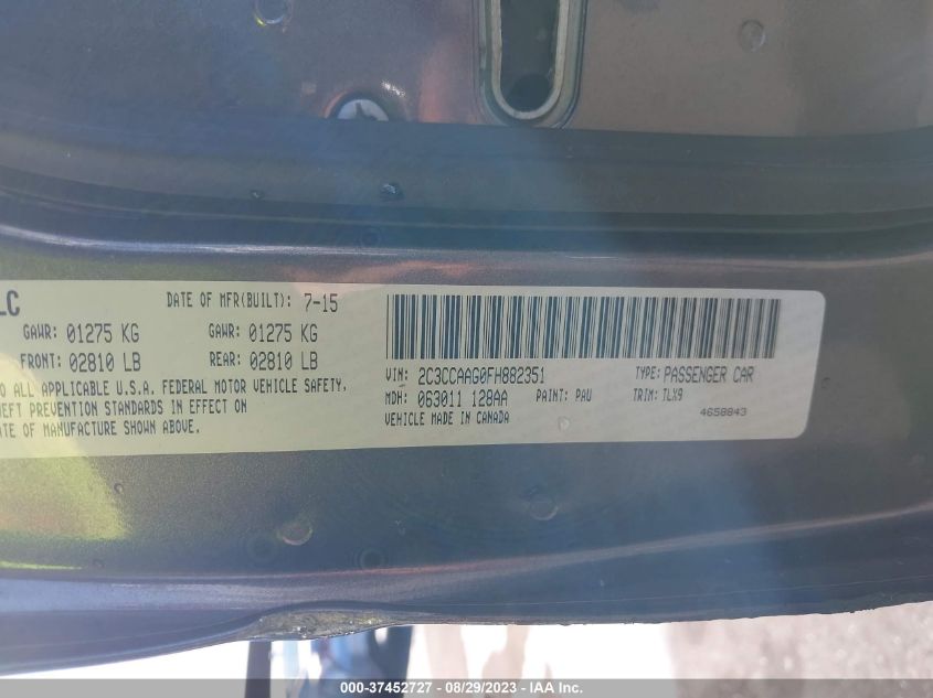 2015 CHRYSLER 300 LIMITED - 2C3CCAAG0FH882351