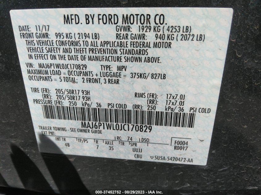 2018 FORD ECOSPORT TITANIUM - MAJ6P1WL0JC170829