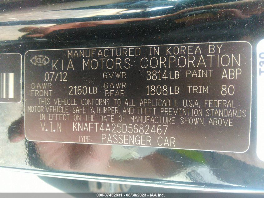2013 KIA FORTE LX - KNAFT4A25D5682467