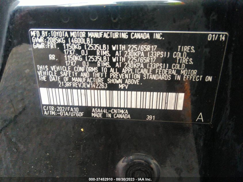 2014 TOYOTA RAV4 XLE - 2T3RFREV3EW142263