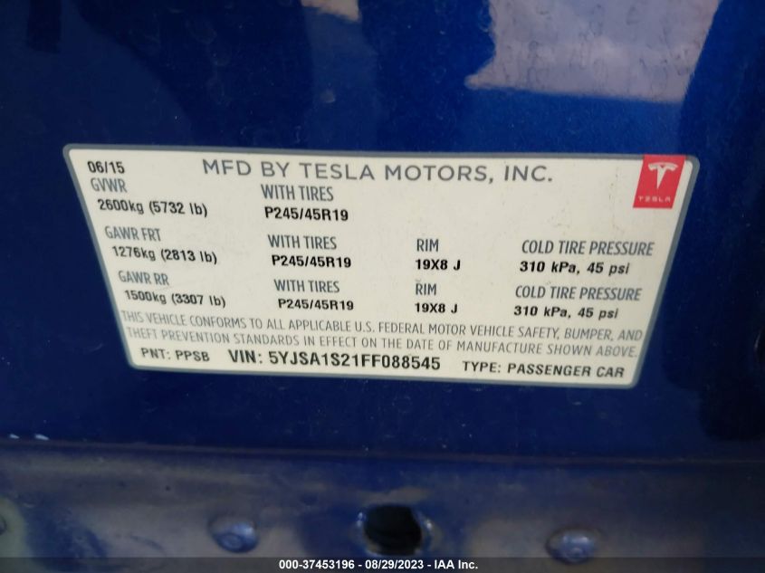 2015 TESLA MODEL S 85D/70D/90D/P90D - 5YJSA1S21FF088545