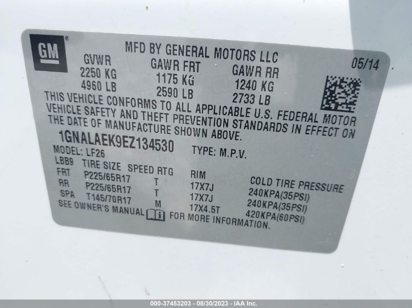2014 CHEVROLET EQUINOX LS - 1GNALAEK9EZ134530