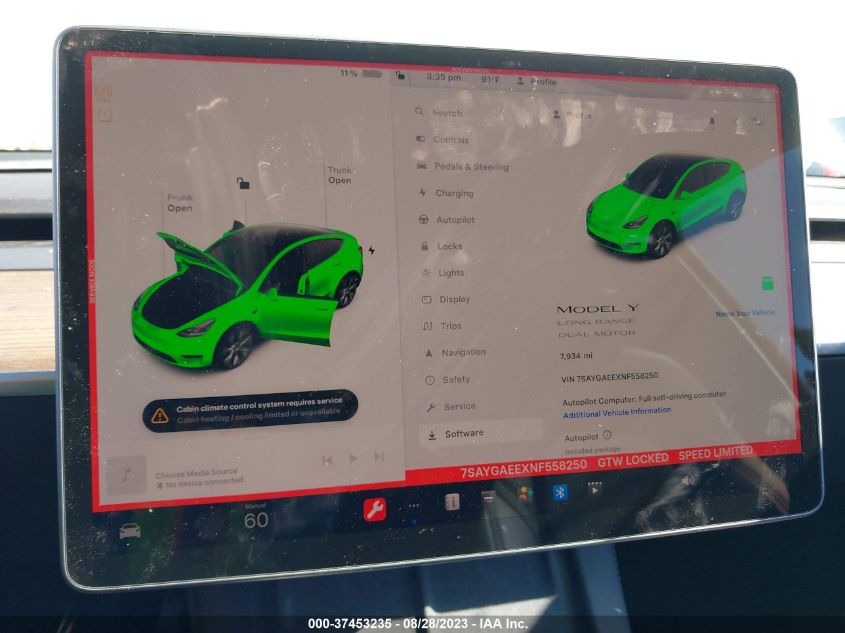 2022 TESLA MODEL Y LONG RANGE - 7SAYGAEEXNF558250