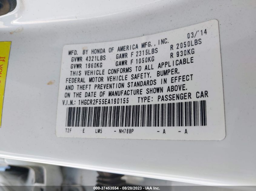 2014 HONDA ACCORD SEDAN SPORT - 1HGCR2F55EA190155