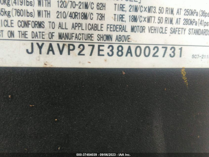 2008 YAMAHA XV1900 CU - JYAVP27E38A002731