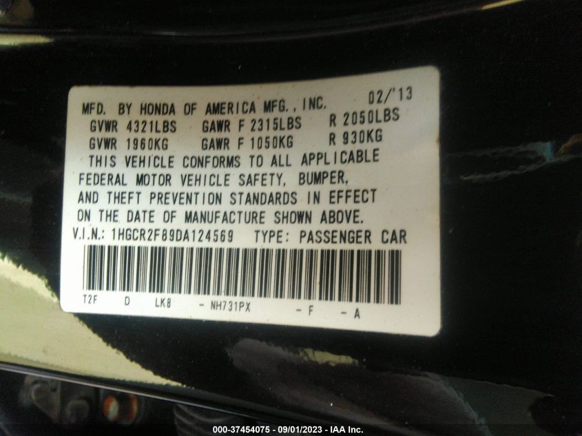 2013 HONDA ACCORD SDN EX-L - 1HGCR2F89DA124569
