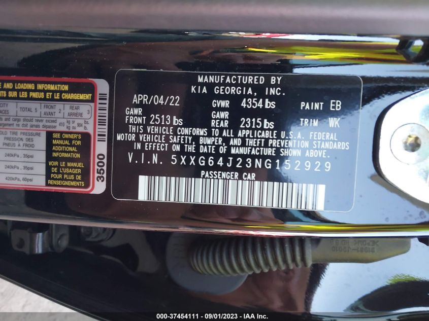2022 KIA K5 GT LINE - 5XXG64J23NG152929
