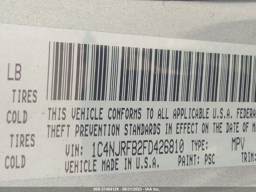 2015 JEEP PATRIOT LATITUDE - 1C4NJRFB2FD426810