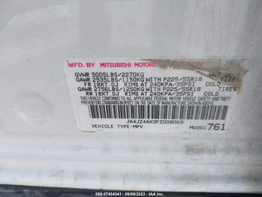 2015 MITSUBISHI OUTLANDER GT - JA4JZ4AX3FZ008069