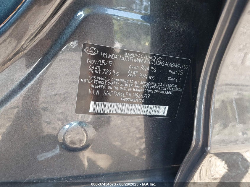 VIN 5NPD84LF1LH565219 2020 HYUNDAI ELANTRA SEL