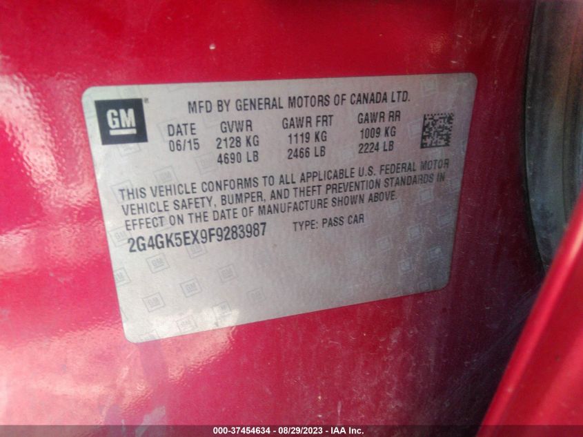 2015 BUICK REGAL - 2G4GK5EX9F9283987