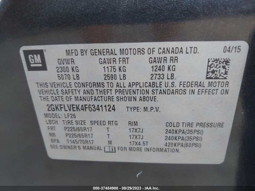 2015 GMC TERRAIN SLE - 2GKFLVEK4F6341124