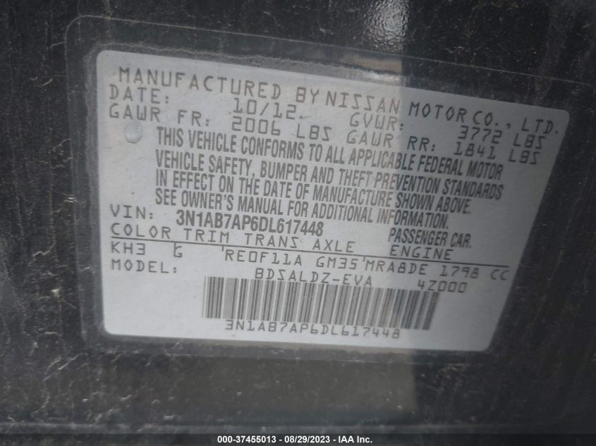2013 NISSAN SENTRA SV - 3N1AB7AP6DL617448