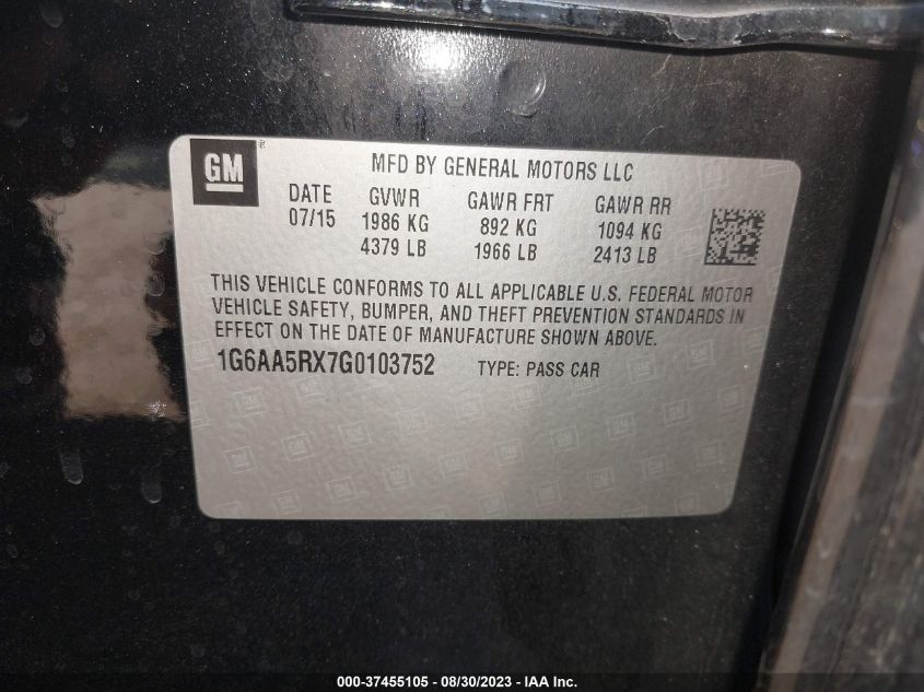 2016 CADILLAC ATS STANDARD - 1G6AA5RX7G0103752