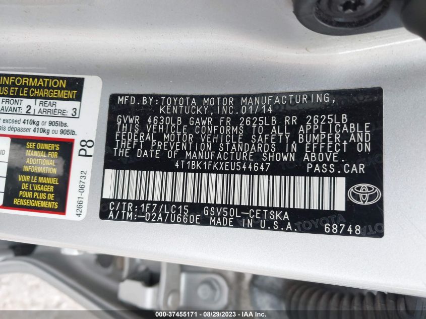 2014 TOYOTA CAMRY SE/XLE - 4T1BK1FKXEU544647